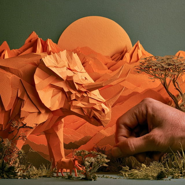 Papercraft style, Midjourney V8.2, render 4 of 4