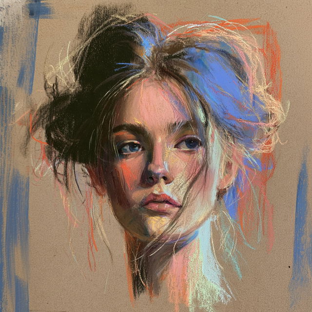 Pastel drawing style, Midjourney V8.2, render 2 of 4