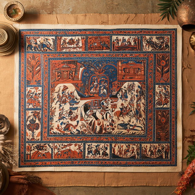 Patachitra painting style, Midjourney V8.2, render 1 of 4