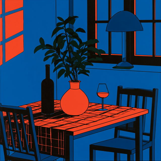 Patrick Caulfield style, Midjourney V8.2, render 3 of 4