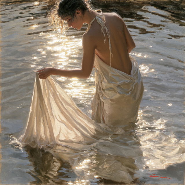 Paul Chabas style, Midjourney V8.2, render 1 of 4