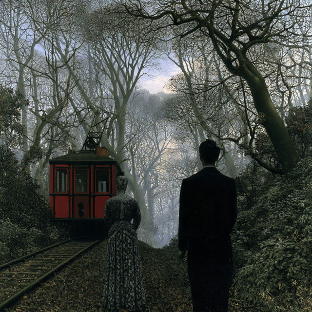 Paul Delvaux style, Midjourney V8.2, render 2 of 4