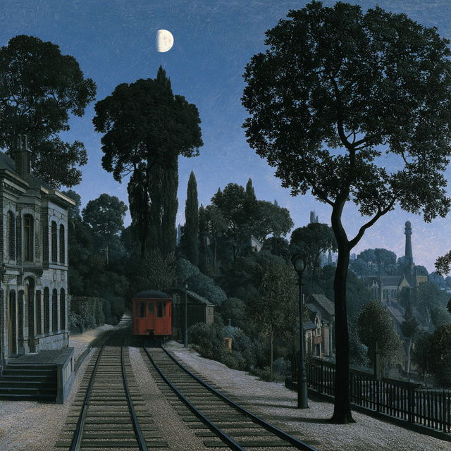 Paul Delvaux style, Midjourney V8.2, render 4 of 4