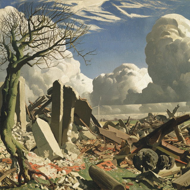 Paul Nash style, Midjourney V8.2, render 3 of 4