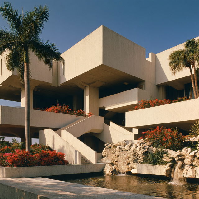 Paul Rudolph style, Midjourney V8.2, render 2 of 4