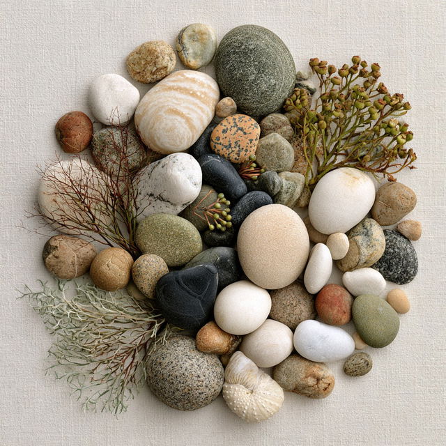 Pebble art style, Midjourney V8.2, render 4 of 4