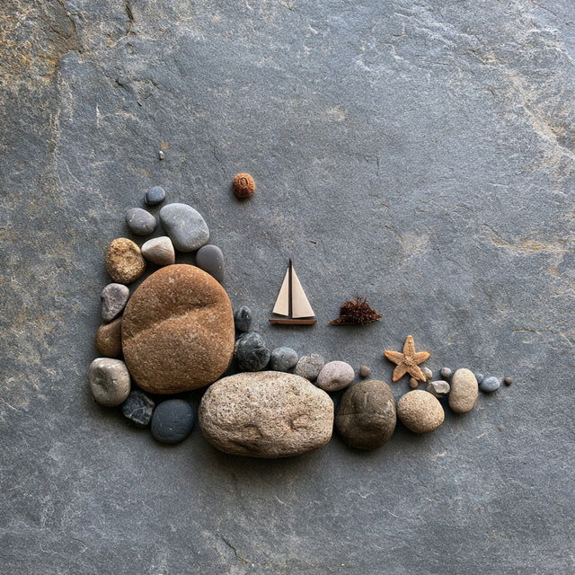 Pebble art style, Midjourney V8.2, render 3 of 4