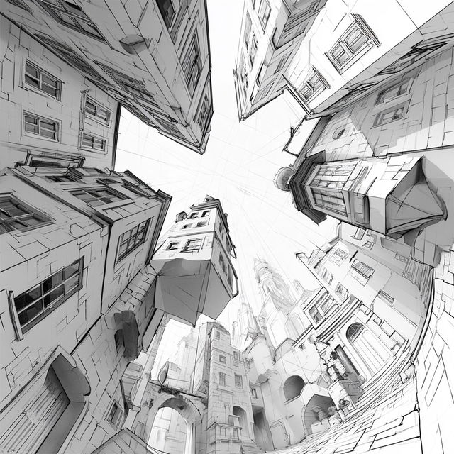Perspective drawing style, Midjourney V8.2, render 2 of 4
