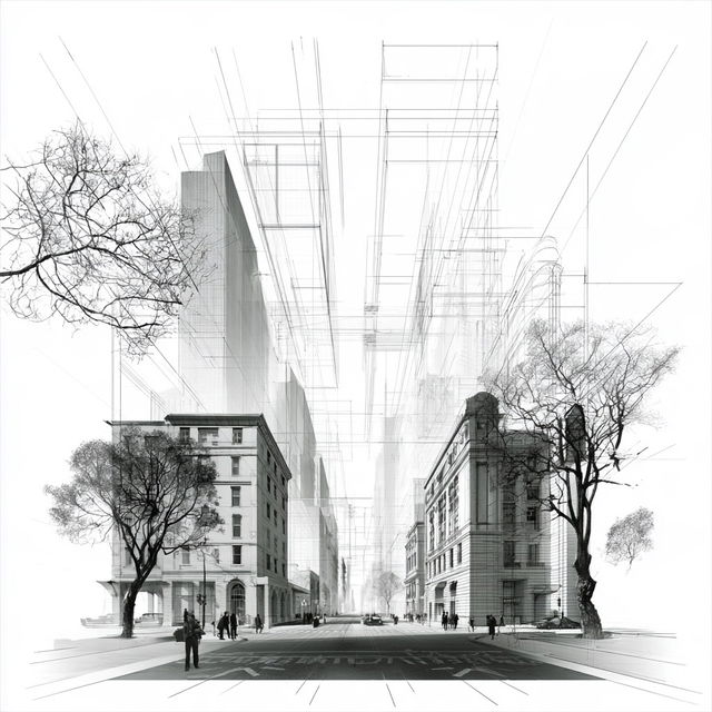 Perspective drawing style, Midjourney V8.2, render 1 of 4