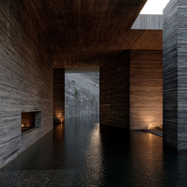 Peter Zumthor style, Midjourney V8.2, render 4 of 4