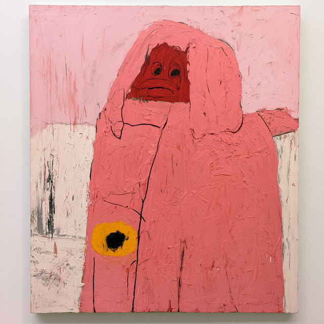 Philip Guston style, Midjourney V8.2, render 1 of 4