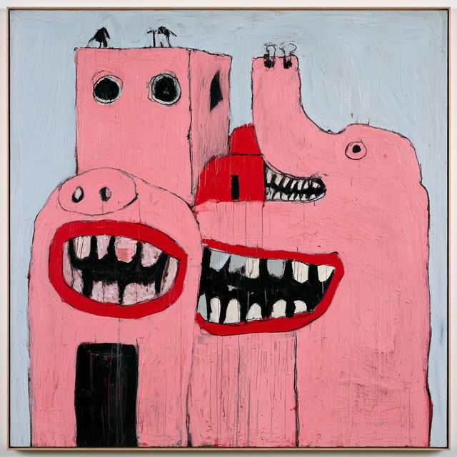 Philip Guston style, Midjourney V8.2, render 3 of 4