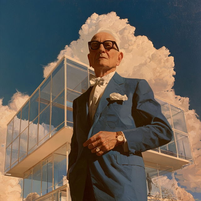 Philip Johnson style, Midjourney V8.2, render 1 of 4