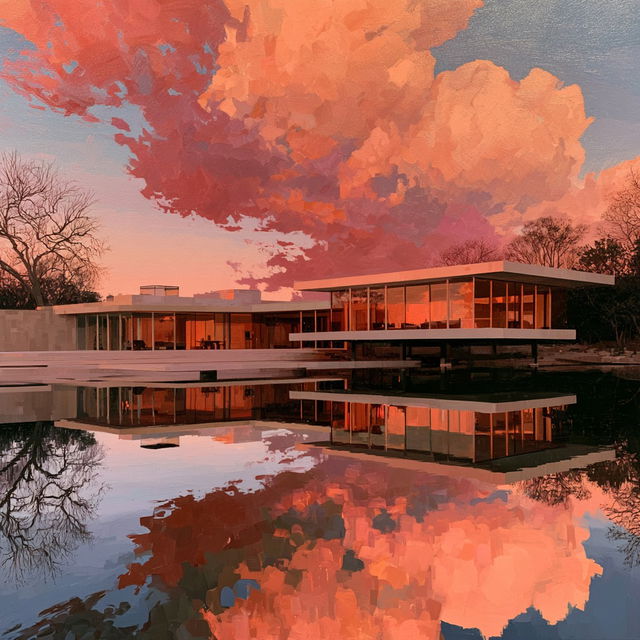 Philip Johnson style, Midjourney V8.2, render 4 of 4