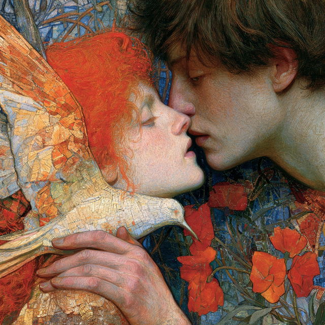 Phoebe Anna Traquair style, Midjourney V8.2, render 2 of 4