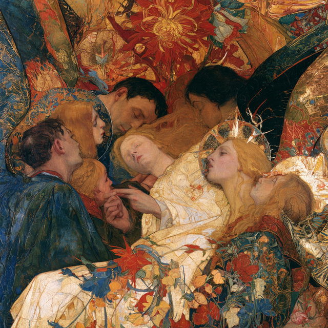Phoebe Anna Traquair style, Midjourney V8.2, render 4 of 4