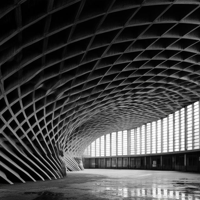 Pier Luigi Nervi style, Midjourney V8.2, render 2 of 4