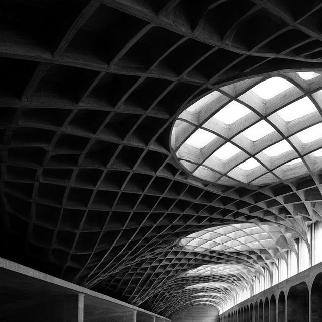 Pier Luigi Nervi style, Midjourney V8.2, render 4 of 4