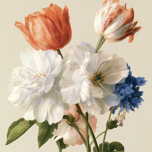 Pierre-Joseph Redoute style, Midjourney V8.2, render 1 of 4