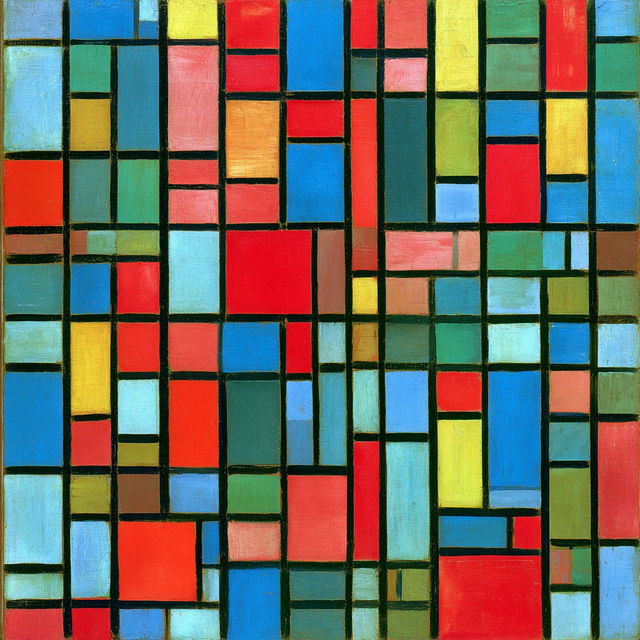 Piet Mondrian style, Midjourney V8.2, render 4 of 4