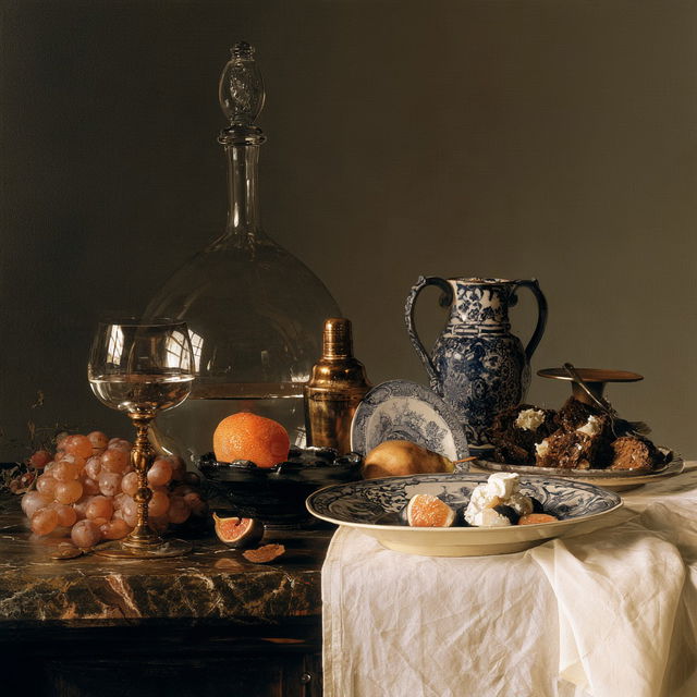Pieter Claesz style, Midjourney V8.2, render 2 of 4