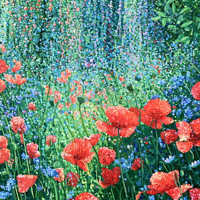 Pointillism style, Midjourney V8.2, render 2 of 4