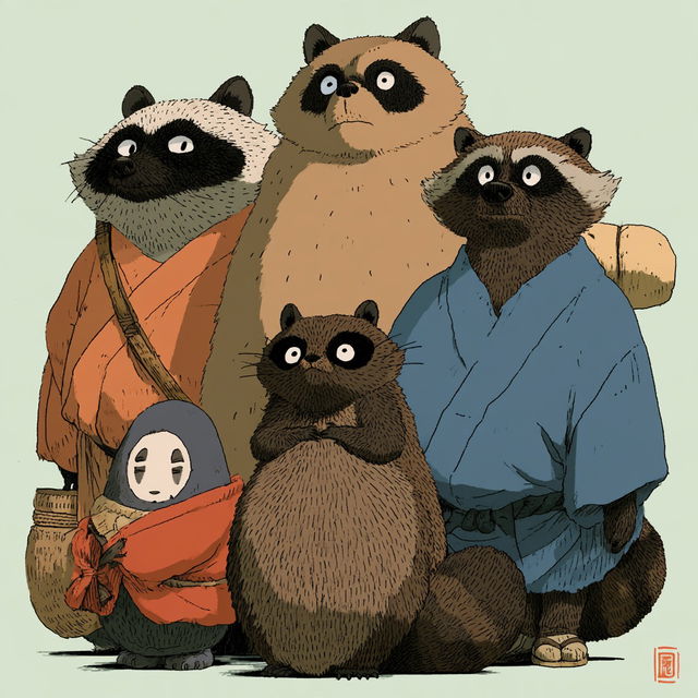Pom Poko style, Midjourney V8.2, render 2 of 4