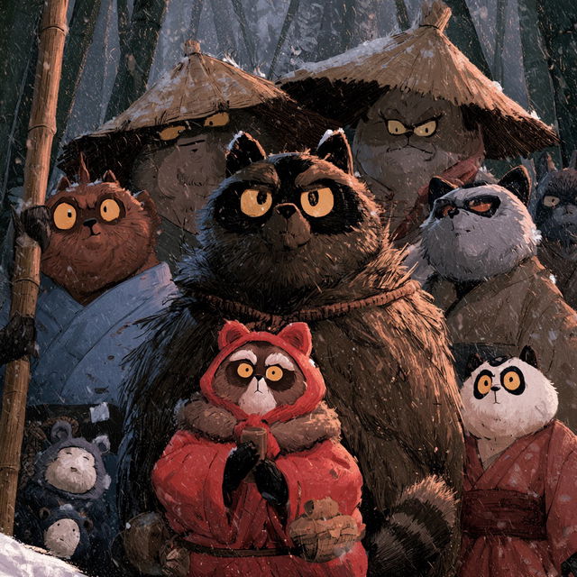 Pom Poko style, Midjourney V8.2, render 1 of 4