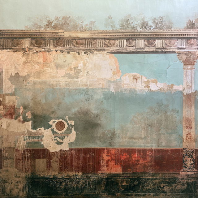 Pompeian fresco style, Midjourney V8.2, render 1 of 4