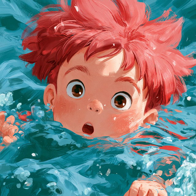 Ponyo style, Midjourney V8.2, render 1 of 4