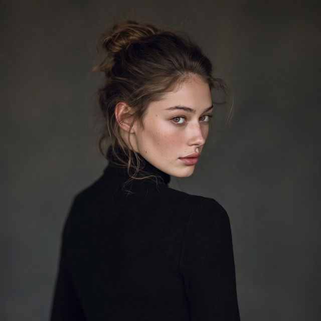 Portrait shot over the shoulder style, Midjourney V8.2, render 1 of 4