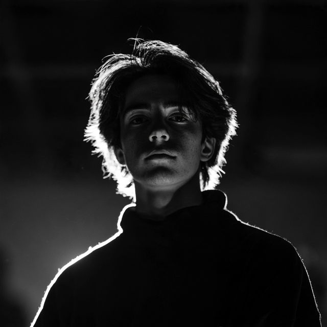 Portrait shot with bottom lighting style, Midjourney V8.2, render 1 of 4