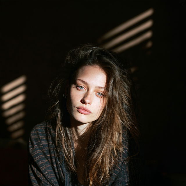 Portrait shot with contrasty lighting style, Midjourney V8.2, render 1 of 4
