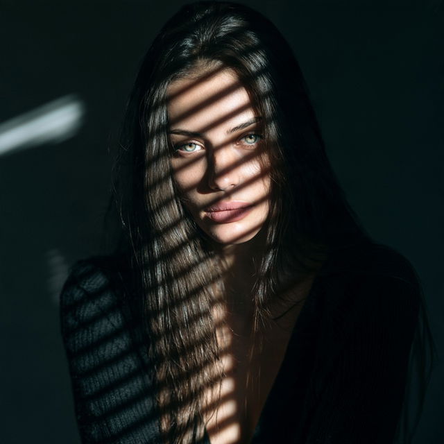 Portrait shot with contrasty lighting style, Midjourney V8.2, render 3 of 4