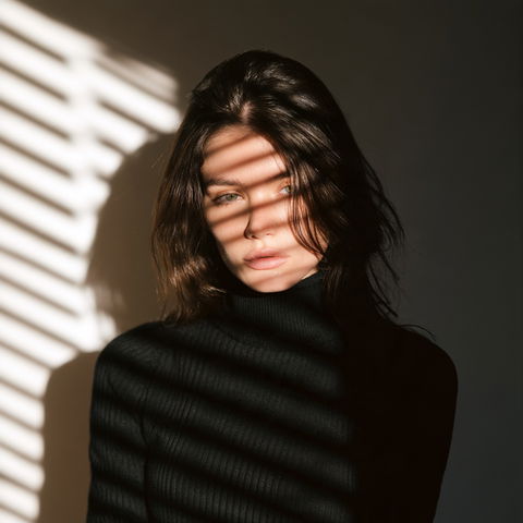 Portrait shot with light and shadow from window blinds style (Techniques), Midjourney V8.2