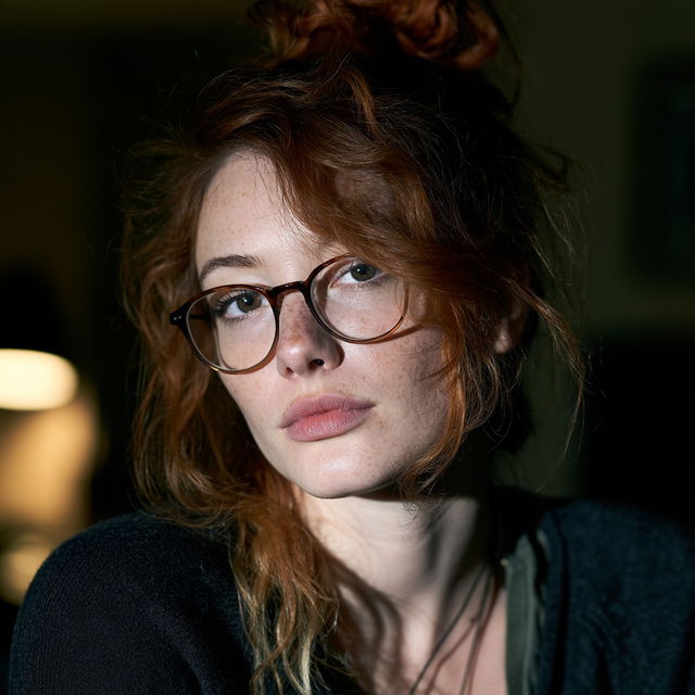 Portrait shot with side lighting style, Midjourney V8.2, render 3 of 4