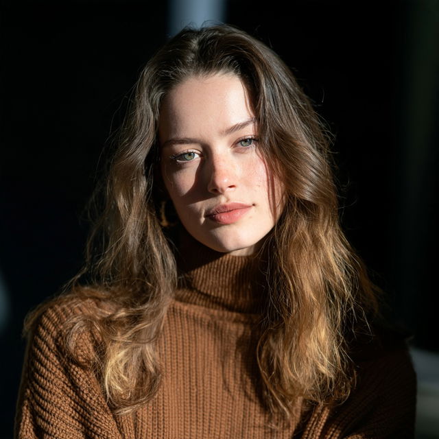 Portrait shot with soft lighting style, Midjourney V8.2, render 2 of 4