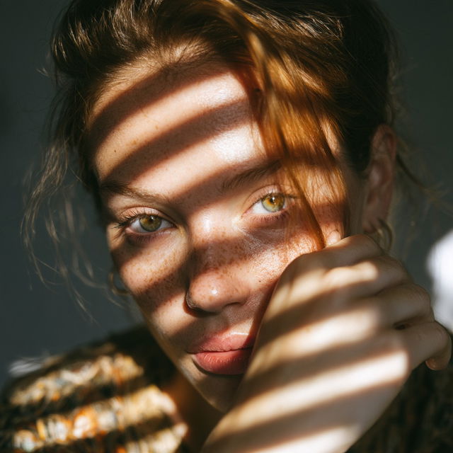 Portrait shot with sunlight style, Midjourney V8.2, render 4 of 4