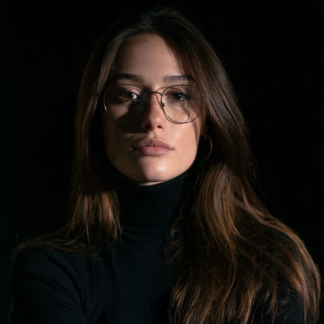 Portrait shot with top lighting style, Midjourney V8.2, render 2 of 4
