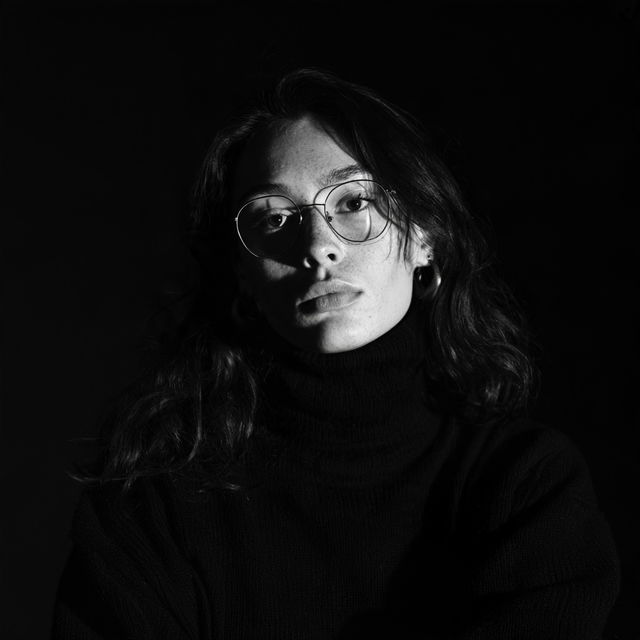 Portrait shot with top lighting style, Midjourney V8.2, render 3 of 4