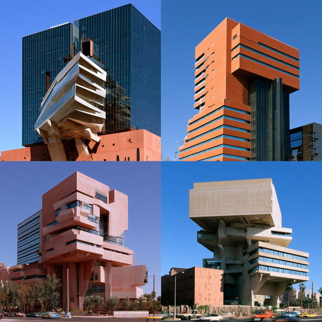Postmodern architecture style, Midjourney V8.2, render 1 of 4