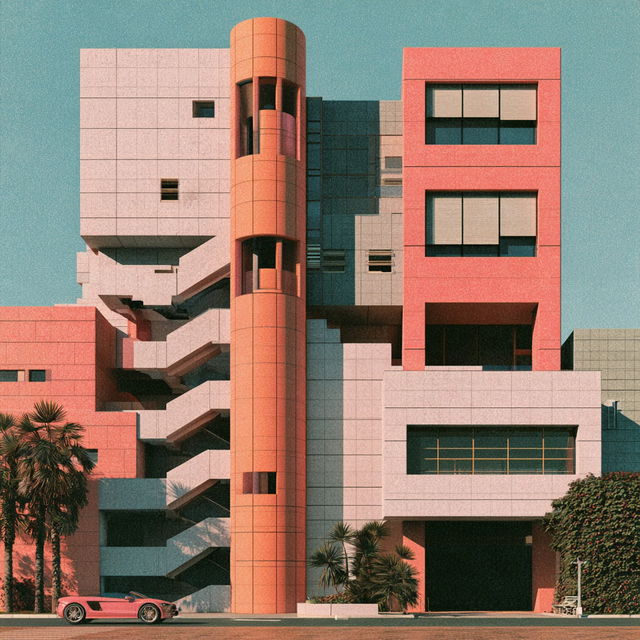 Postmodern architecture style, Midjourney V8.2, render 4 of 4
