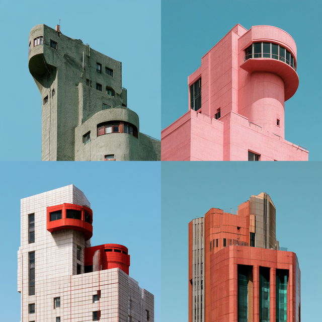 Postmodern architecture style, Midjourney V8.2, render 3 of 4
