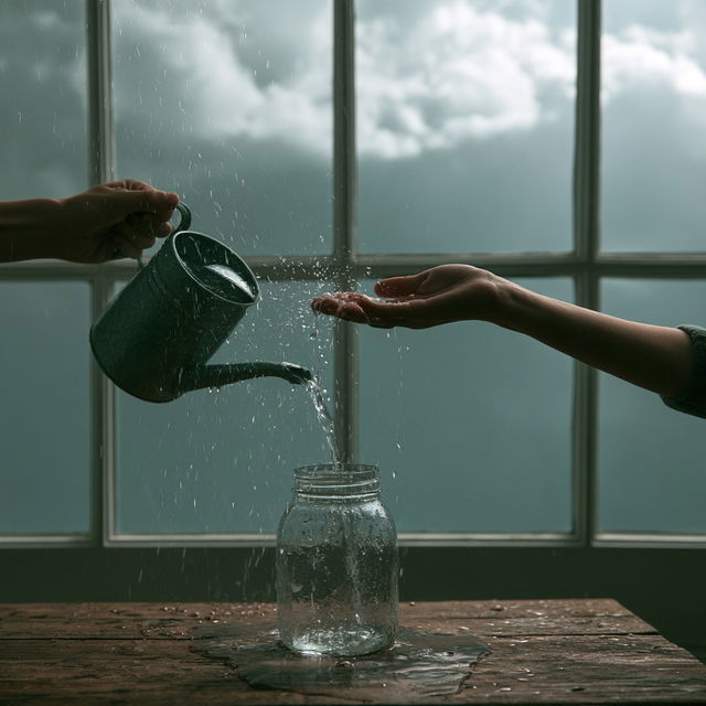 Pouring rain style, Midjourney V8.2, render 2 of 4