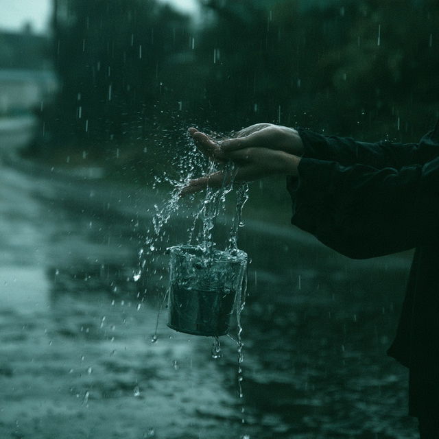Pouring rain style, Midjourney V8.2, render 1 of 4
