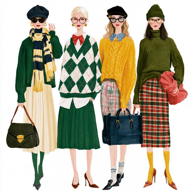 Preppy fashion style, Midjourney V8.2, render 4 of 4