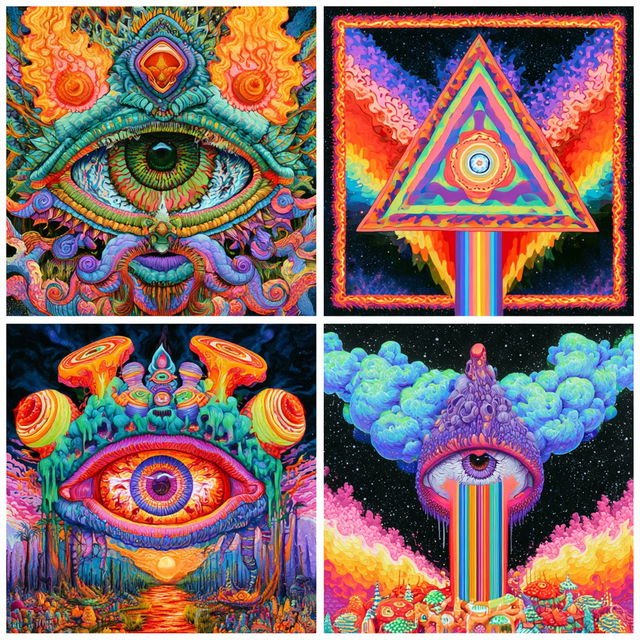 Psychedelic art style, Midjourney V8.2, render 2 of 4