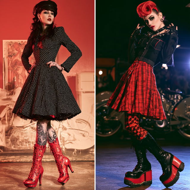 Psychobilly fashion style, Midjourney V8.2, render 2 of 4