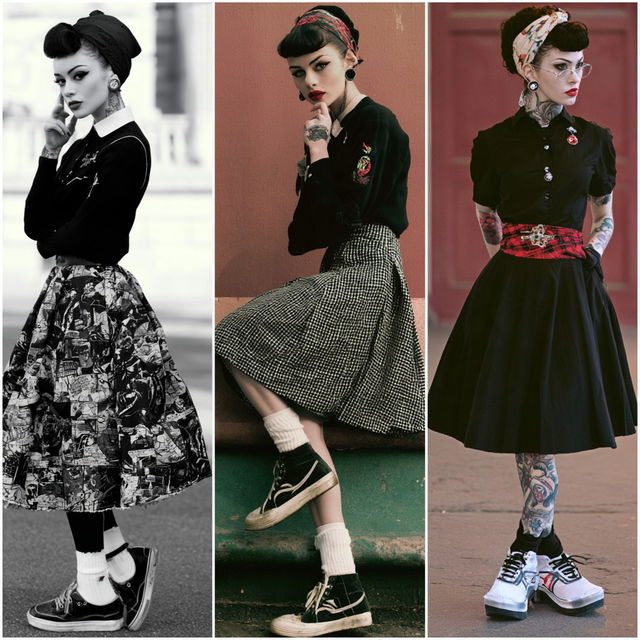 Psychobilly fashion style, Midjourney V8.2, render 1 of 4
