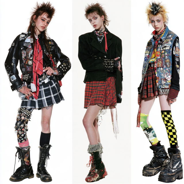 Punk fashion style, Midjourney V8.2, render 2 of 4
